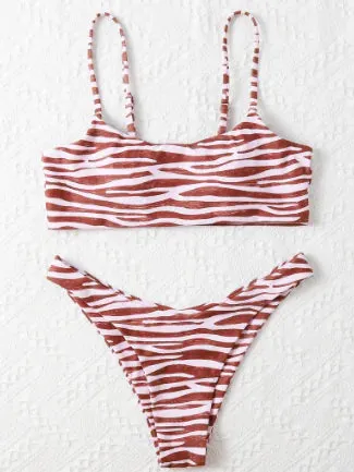 Women's Zebra Stripe Two Piece Bikini Set