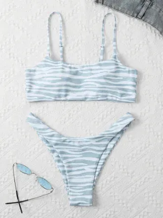 Women's Zebra Stripe Two Piece Bikini Set
