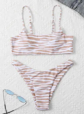Women's Zebra Stripe Two Piece Bikini Set