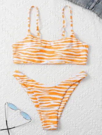 Women's Zebra Stripe Two Piece Bikini Set