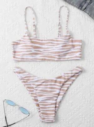 Women's Zebra Stripe Two Piece Bikini Set