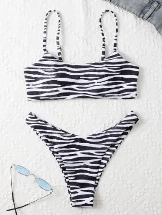 Women's Zebra Stripe Two Piece Bikini Set