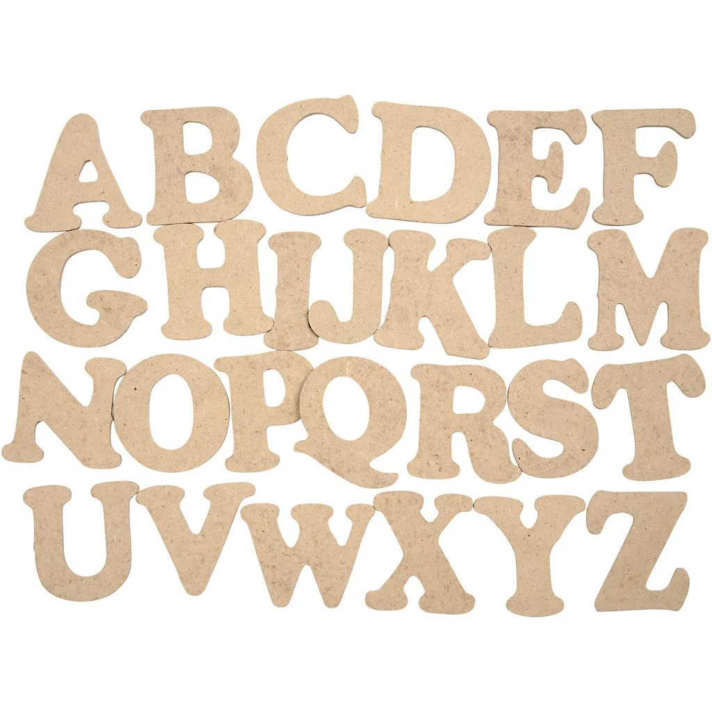 Wooden MDF Letter A-Z H: 4 cm, Thickness 2.5 mm - 26 Pieces