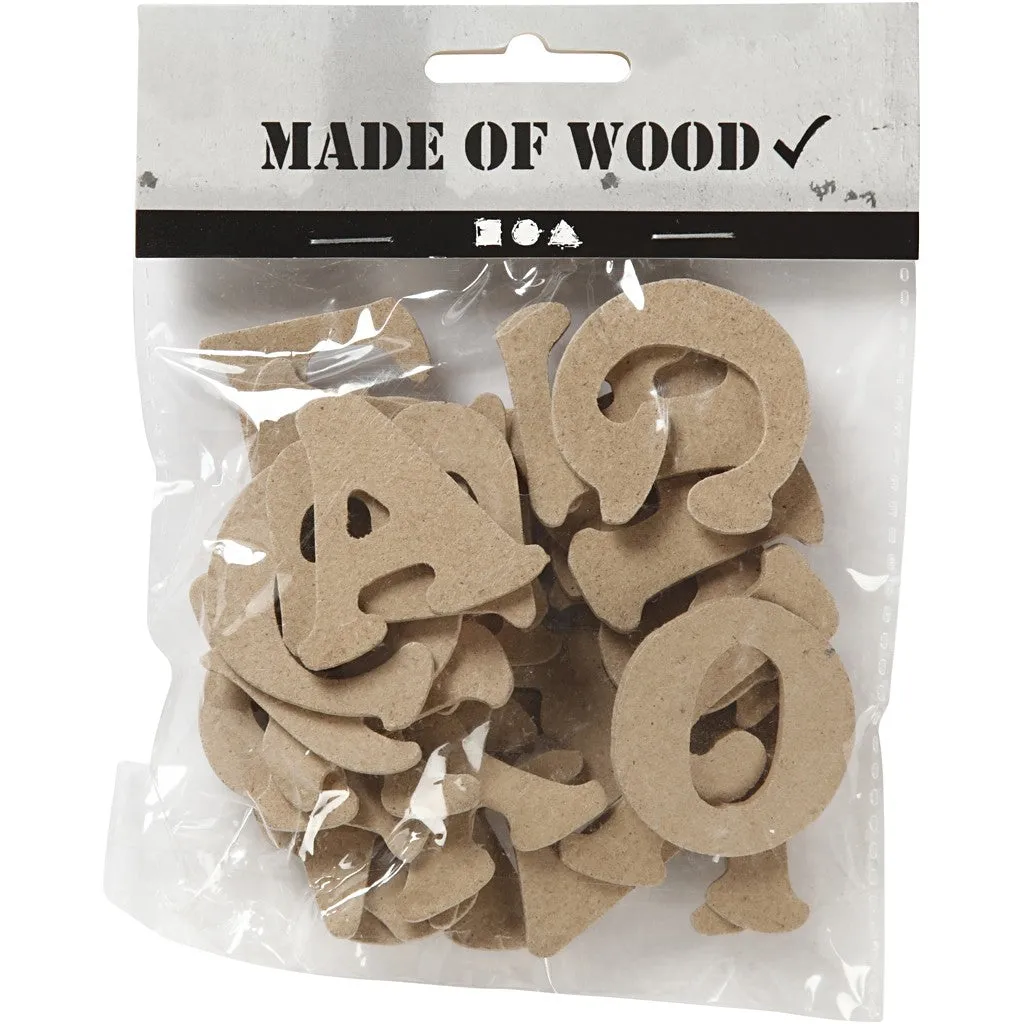 Wooden MDF Letter A-Z H: 4 cm, Thickness 2.5 mm - 26 Pieces
