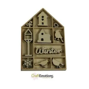 Wooden Ornament Decorations Embellishments Toppers 10 x Assorted Design Bird Birdhouse