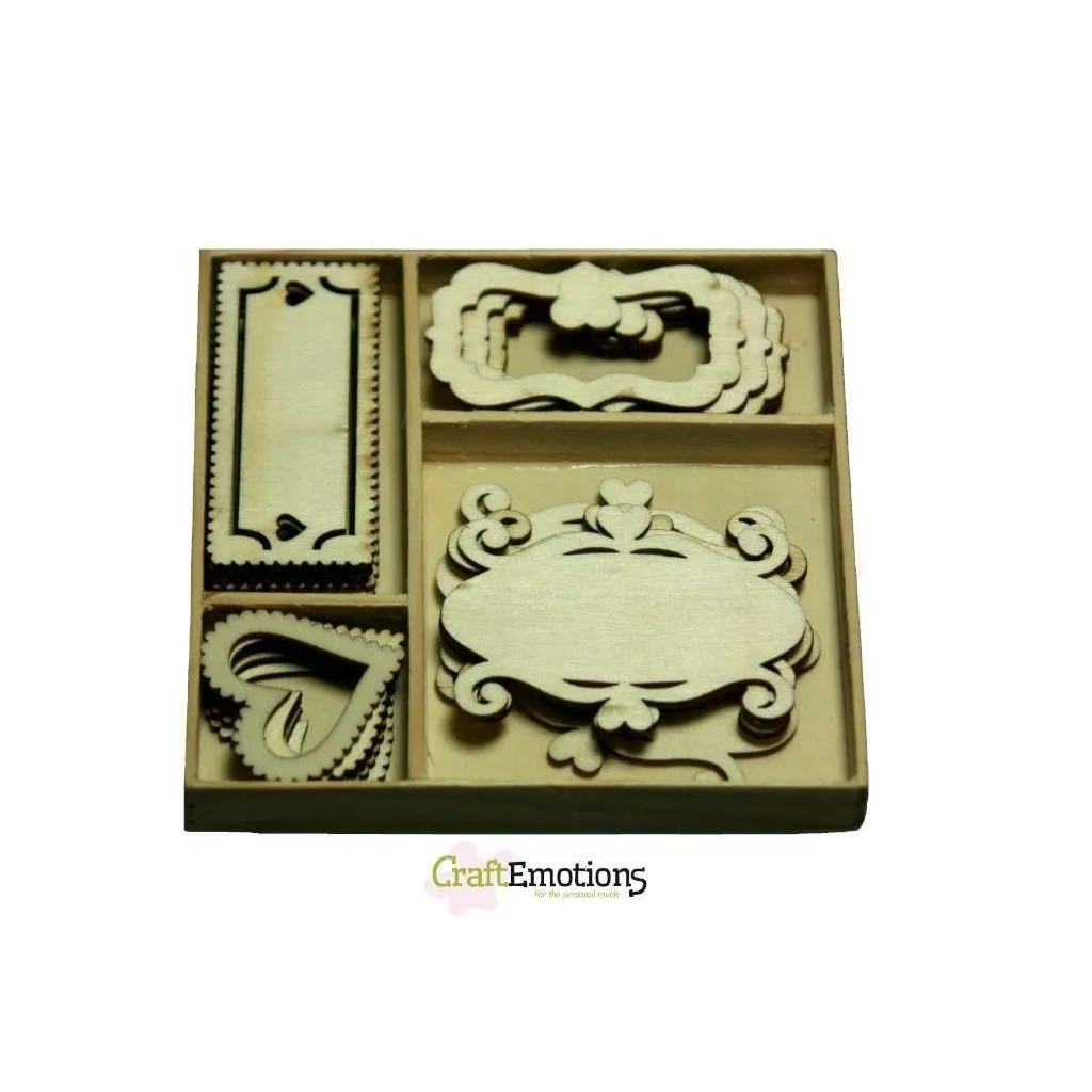 Wooden Ornament Decorations Embellishments Toppers 4 x Assorted Design Fantasy Frames