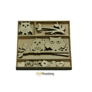 Wooden Ornament Decorations Embellishments Toppers 6 x Assorted Design Owls