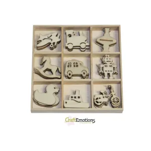 Wooden Ornament Decorations Embellishments Toppers 9 x Assorted Design Toys
