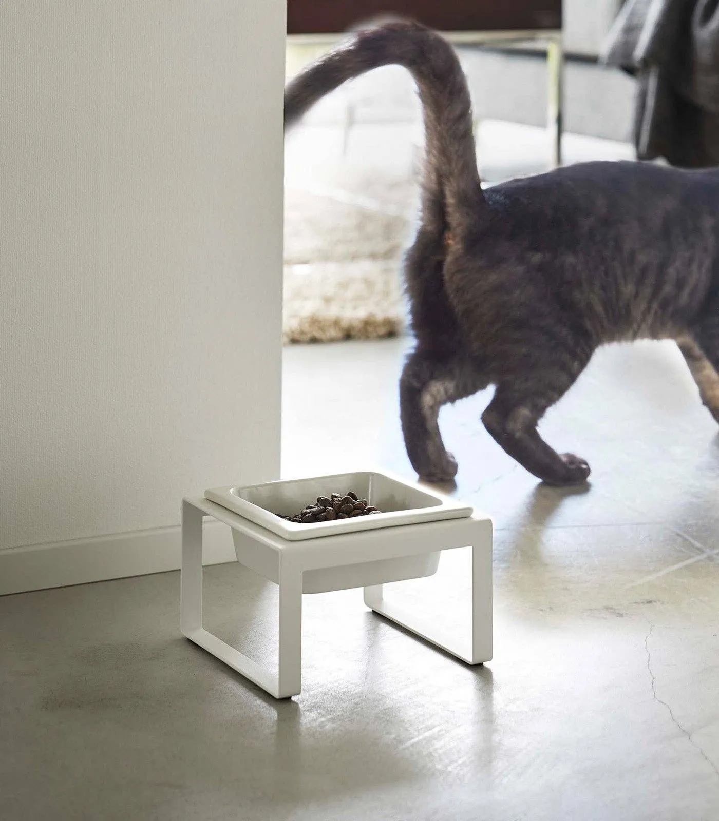 Yamazaki Home - Single Pet Food Bowl- Steel   Ceramic/ Tall