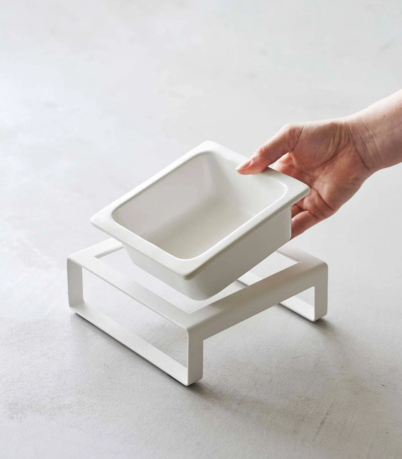 Yamazaki Home - Single Pet Food Bowl- Steel   Ceramic/ Tall
