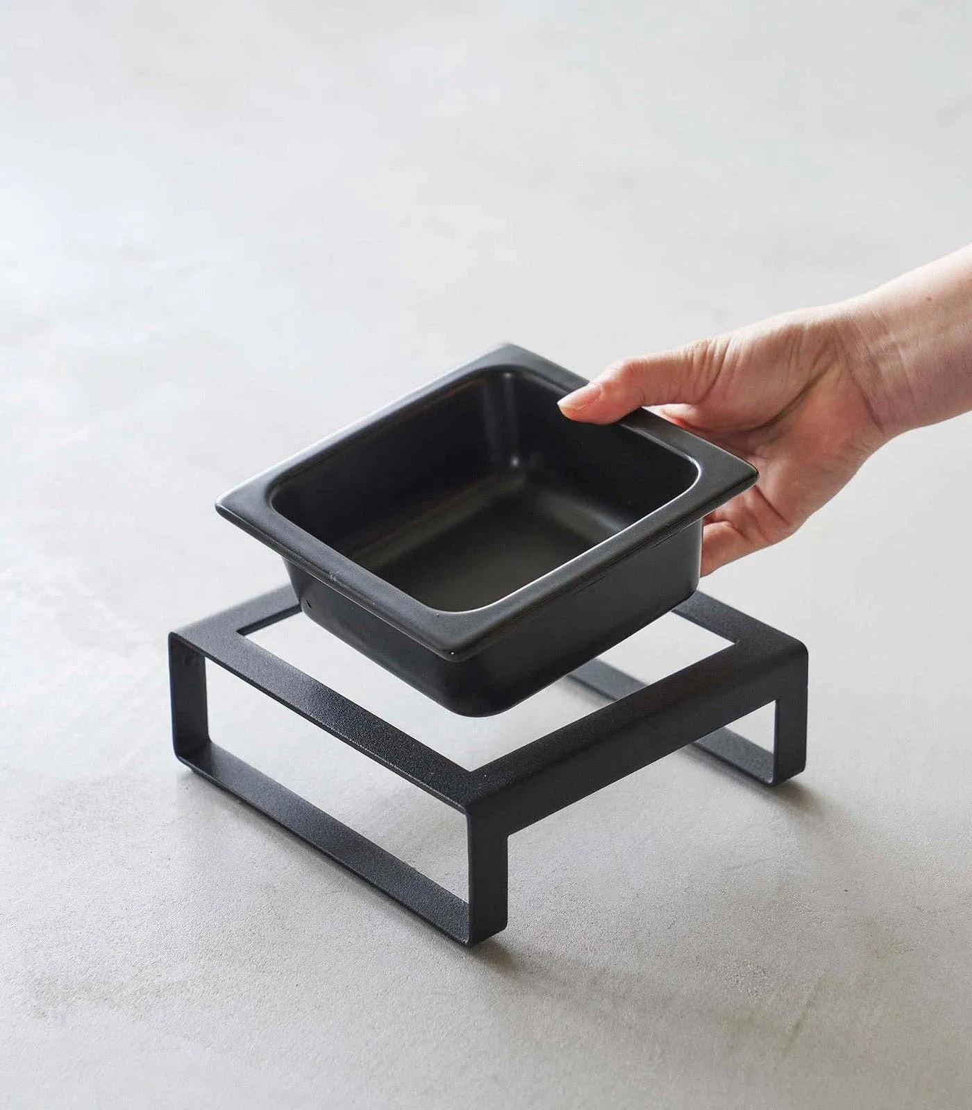Yamazaki Home - Single Pet Food Bowl- Steel   Ceramic/ Tall