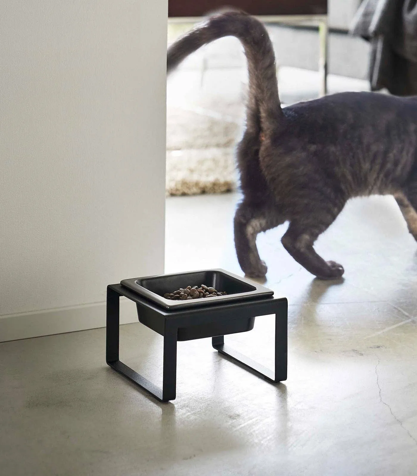 Yamazaki Home - Single Pet Food Bowl- Steel   Ceramic/ Tall