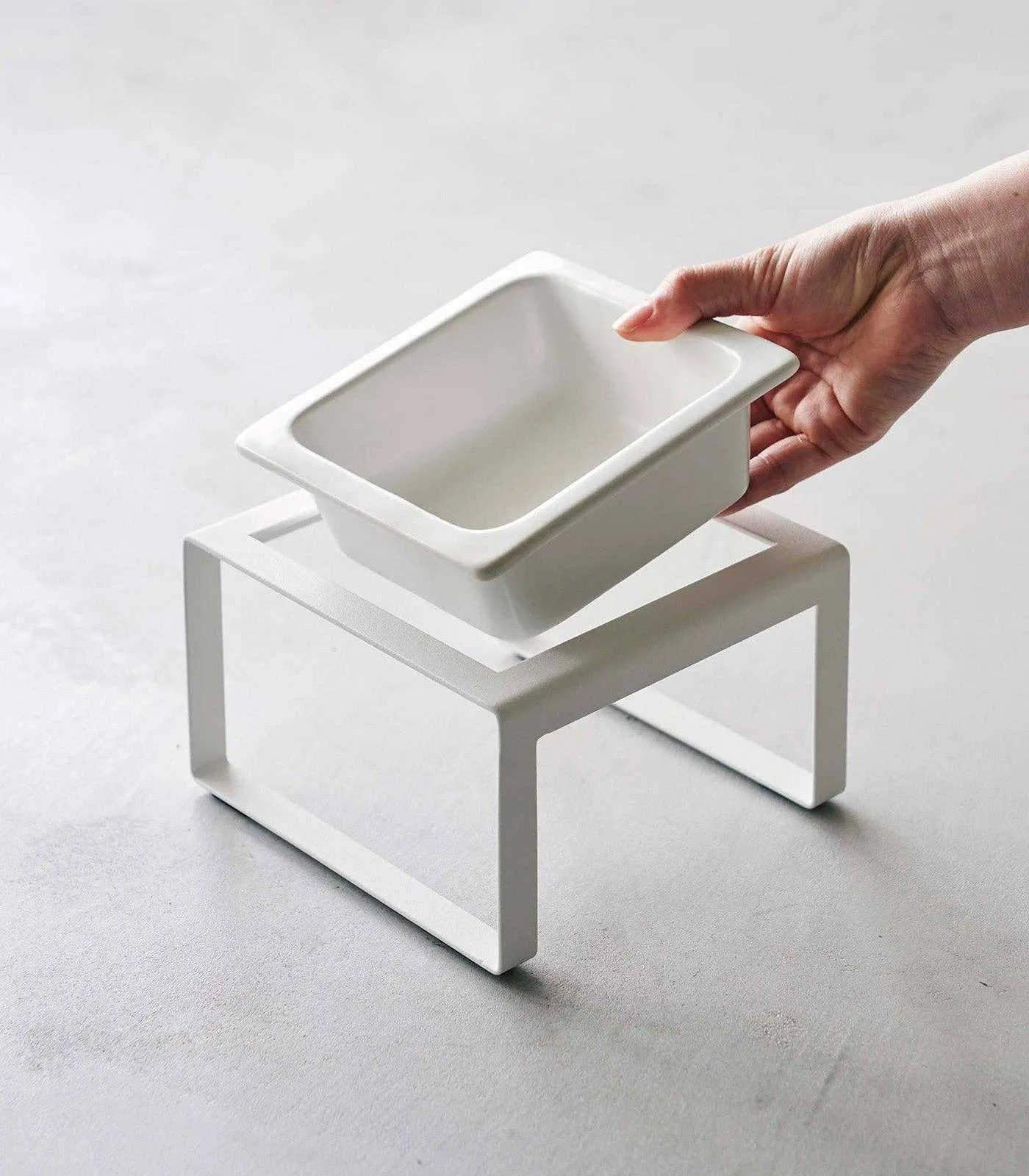 Yamazaki Home - Single Pet Food Bowl- Steel   Ceramic/ Tall