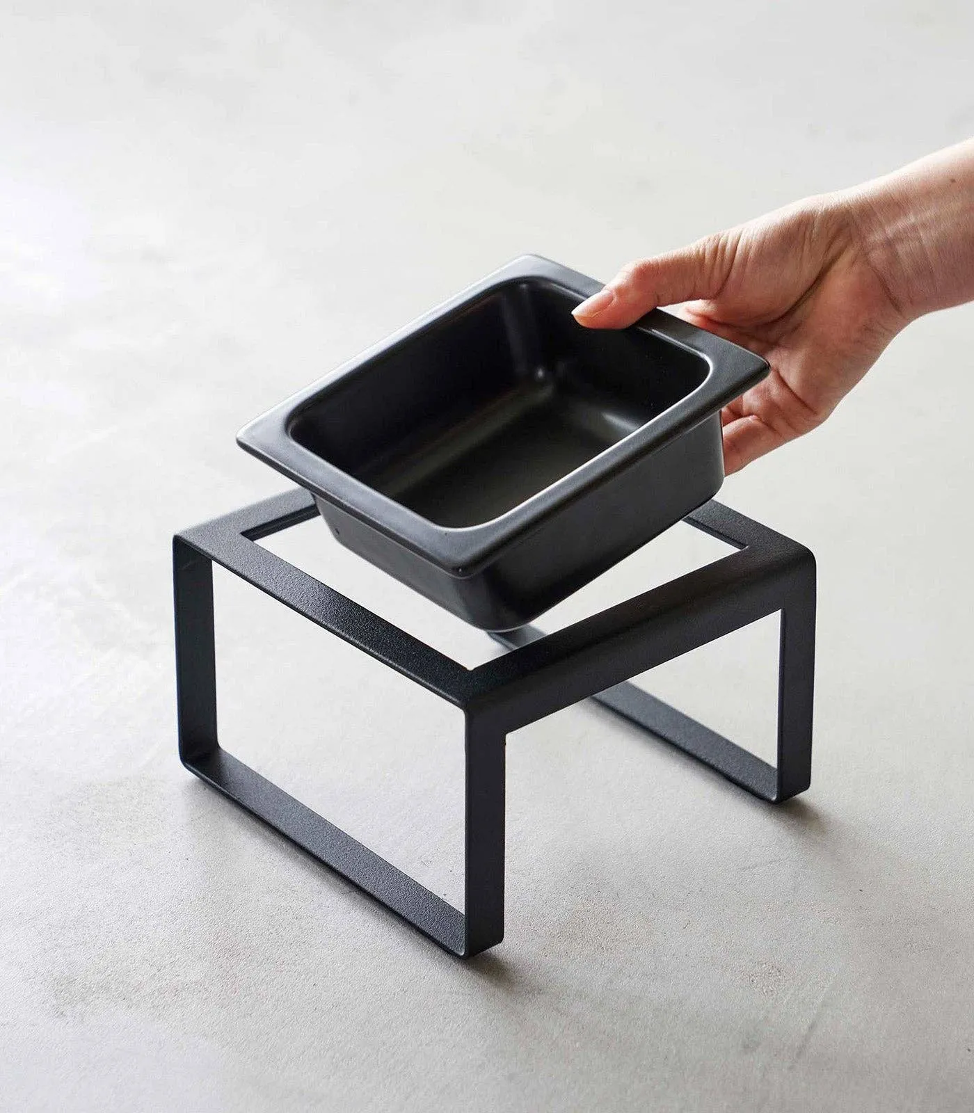 Yamazaki Home - Single Pet Food Bowl- Steel   Ceramic/ Tall