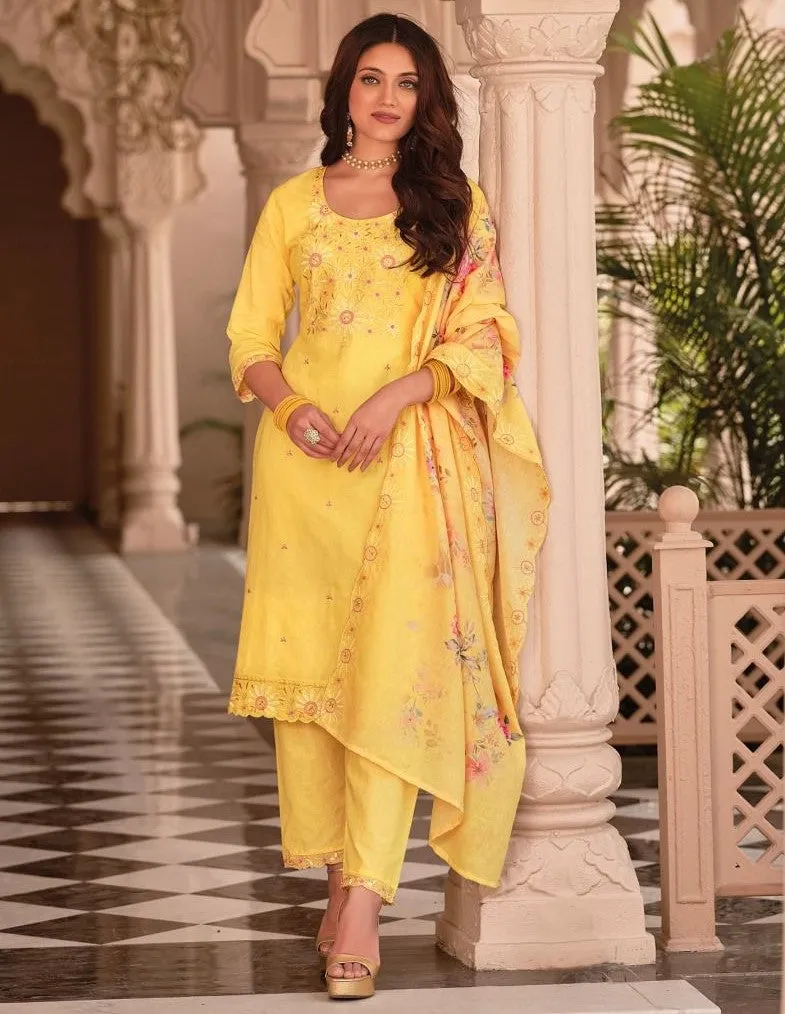 Yellow Elegant Ethnic Cotton Salwar Suit