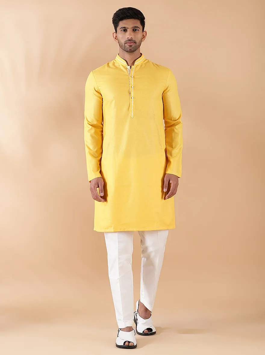 Yellow Solid Kurta | The Kurta Company