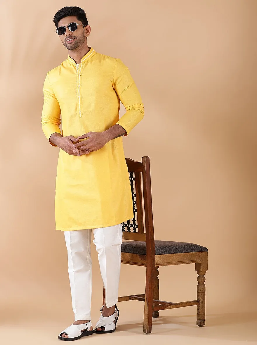 Yellow Solid Kurta | The Kurta Company