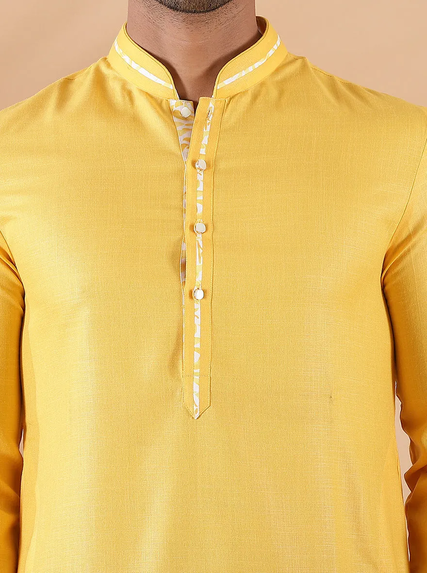 Yellow Solid Kurta | The Kurta Company