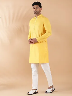 Yellow Solid Kurta | The Kurta Company