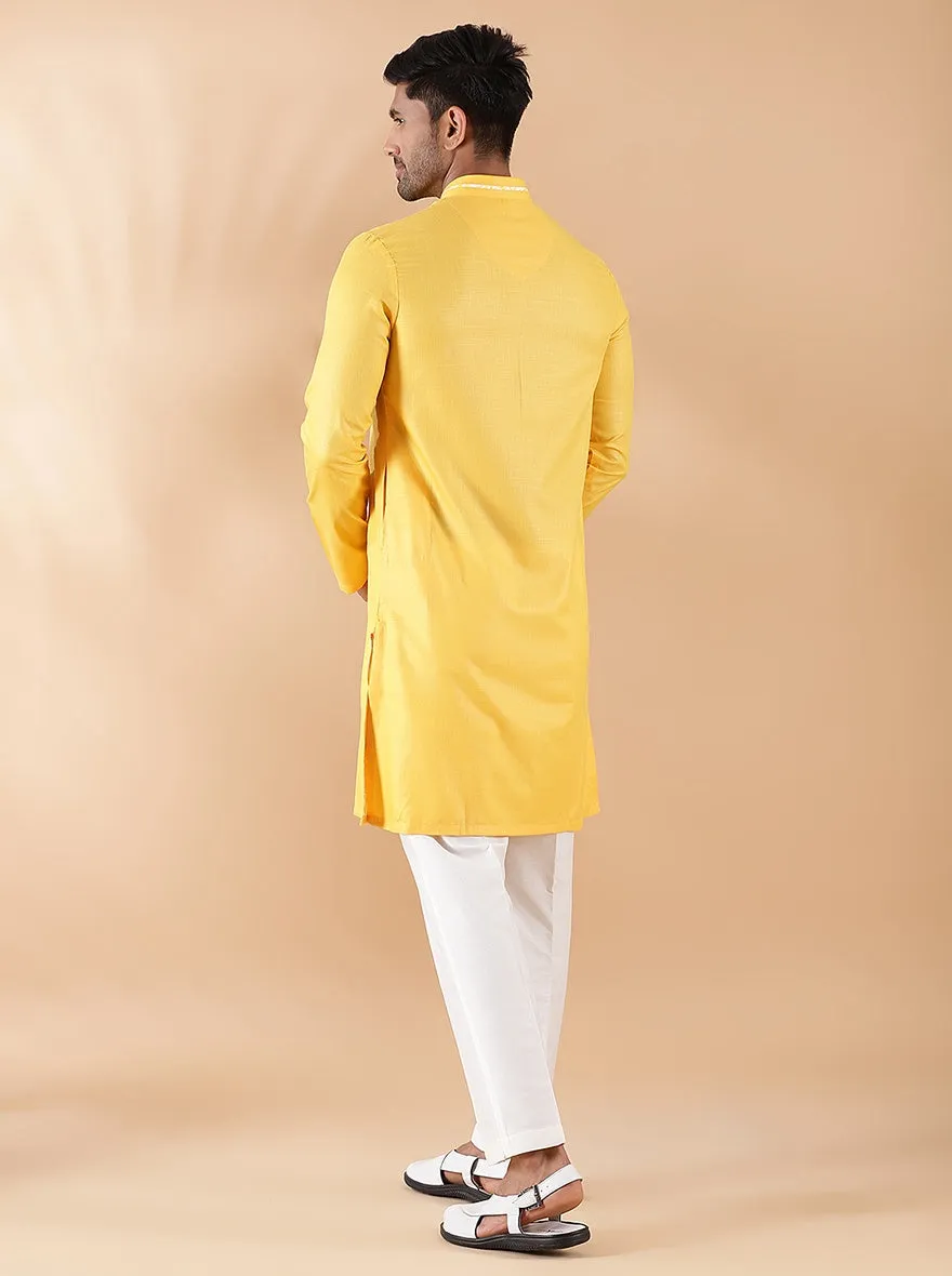 Yellow Solid Kurta | The Kurta Company