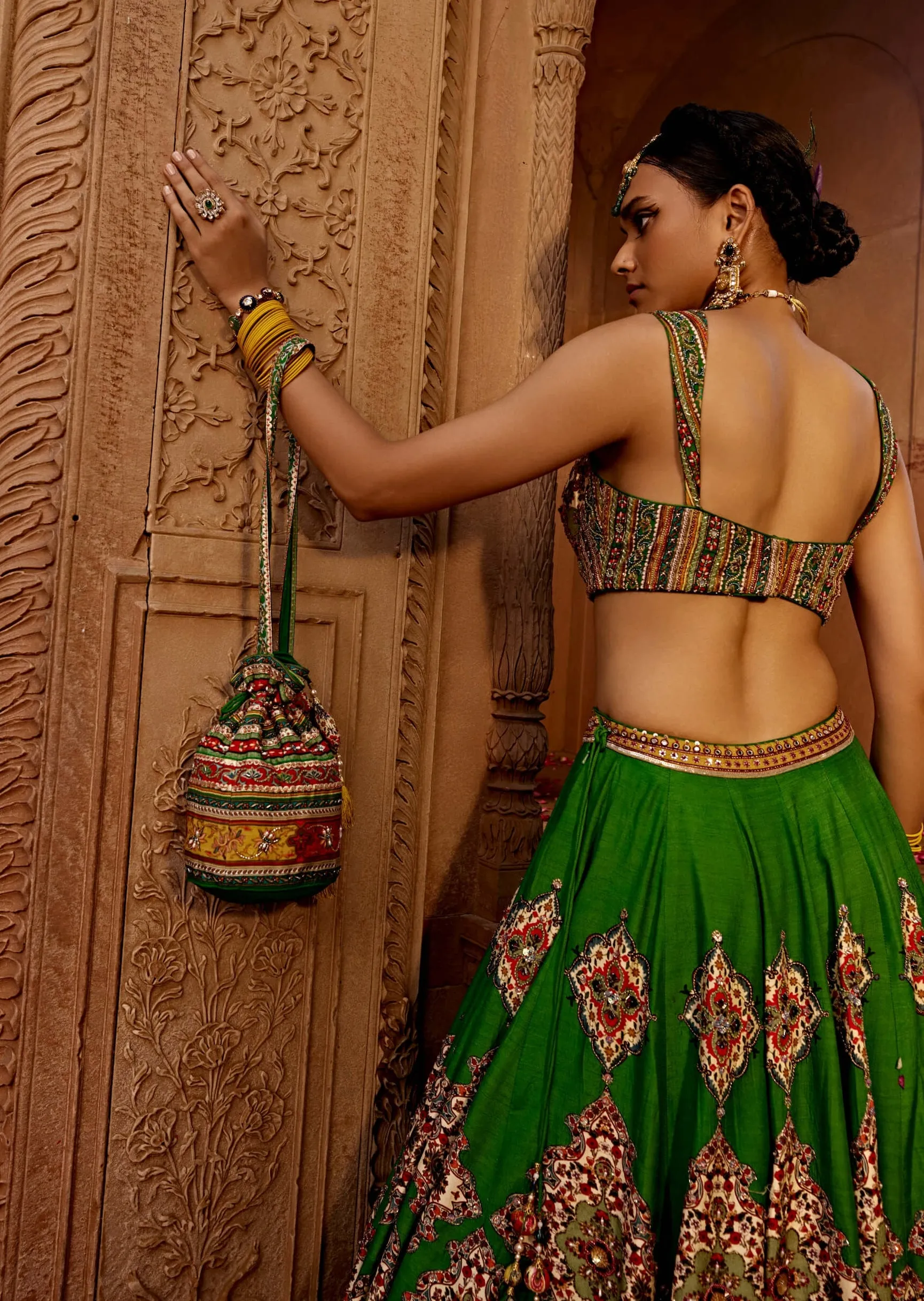 Zaina forest green lehenga set