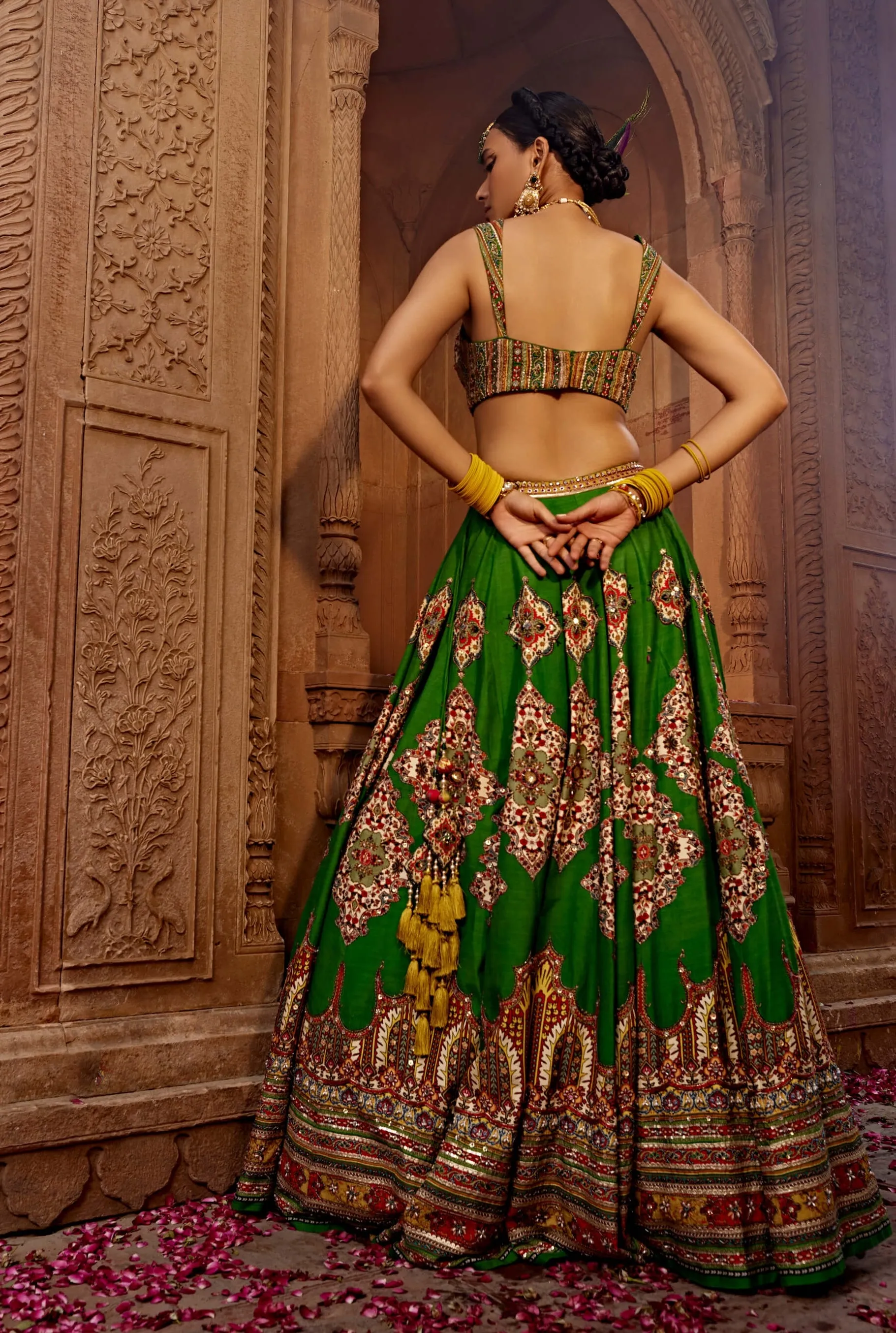 Zaina forest green lehenga set