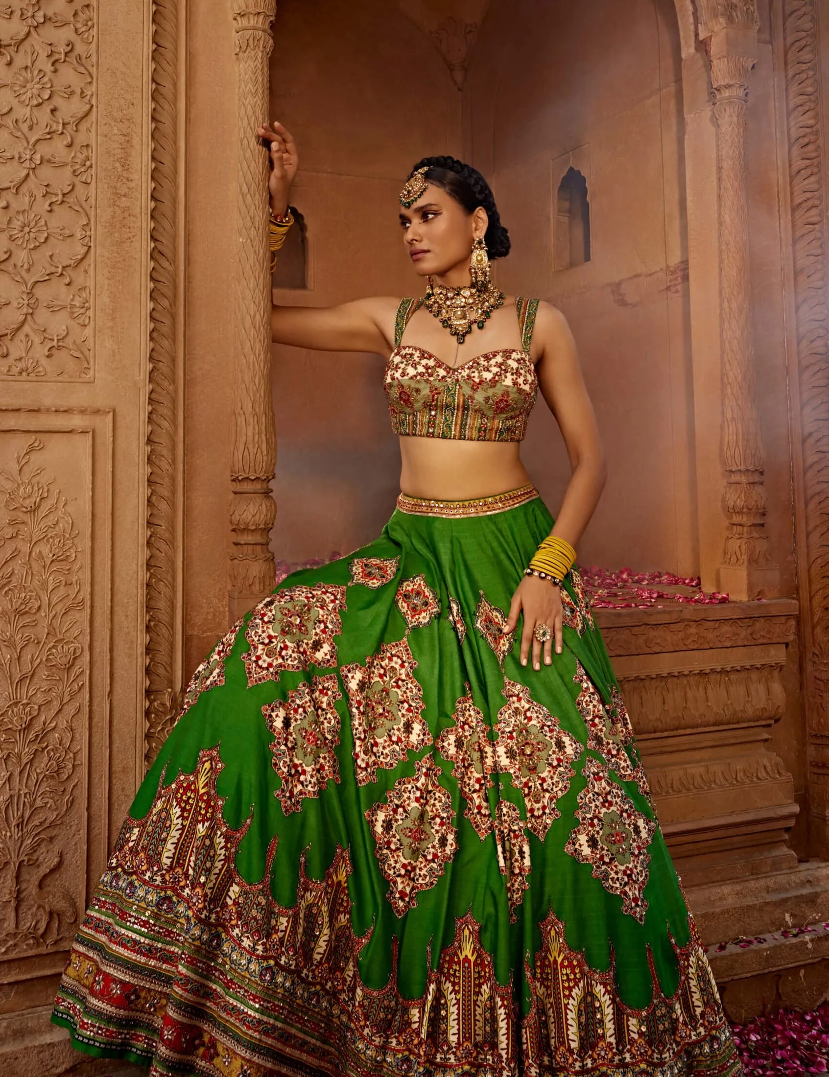 Zaina forest green lehenga set