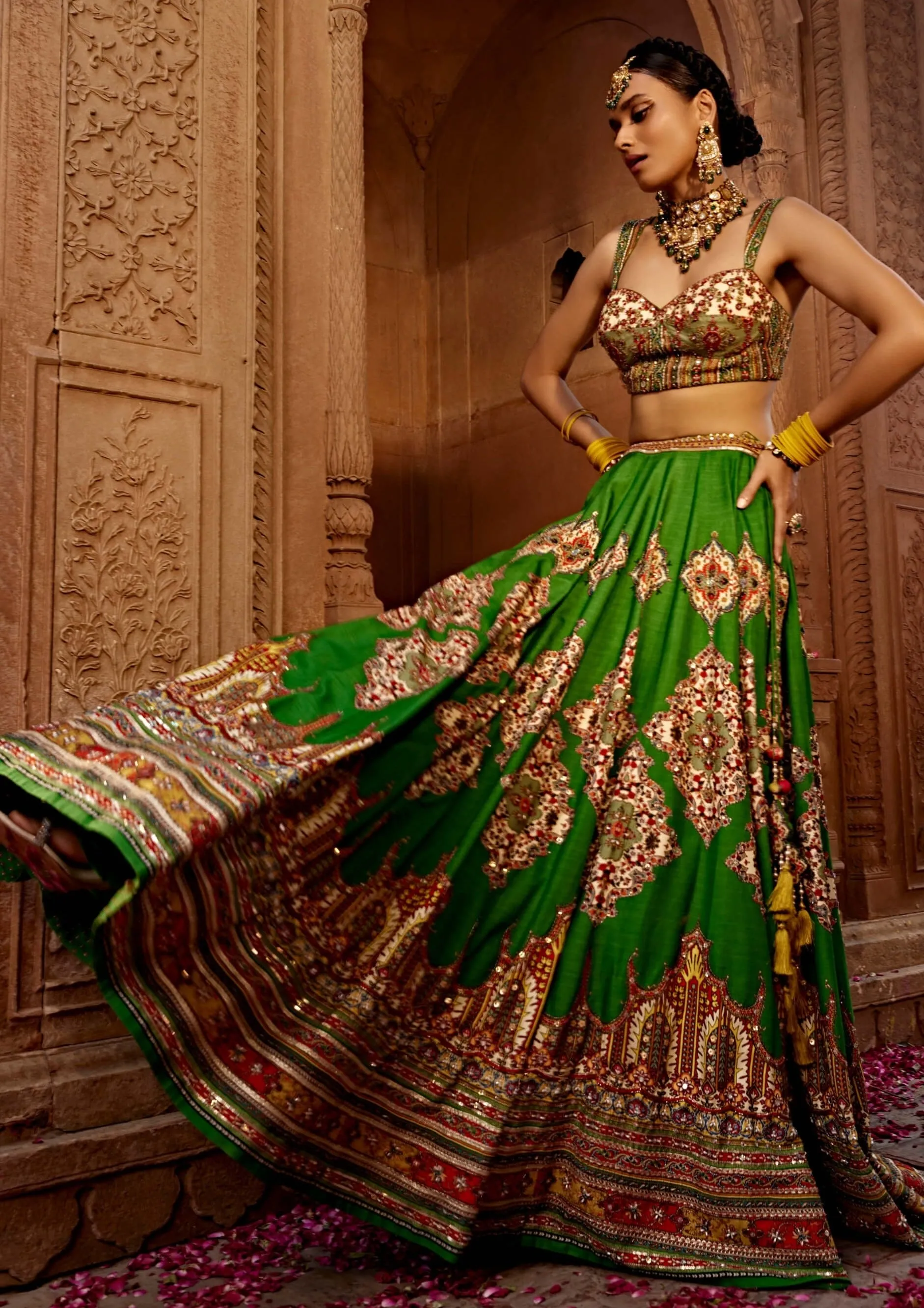 Zaina forest green lehenga set