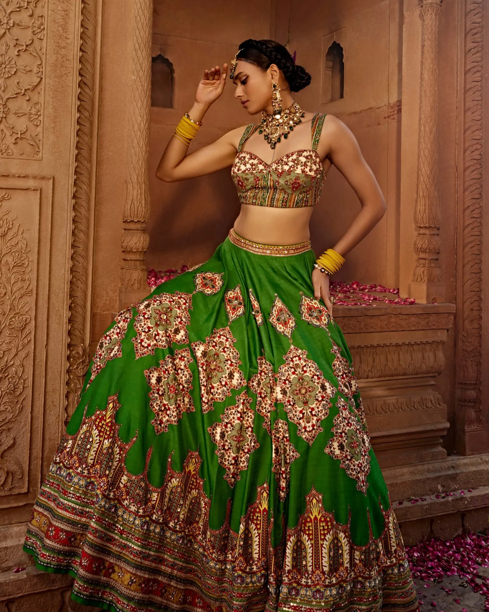 Zaina forest green lehenga set