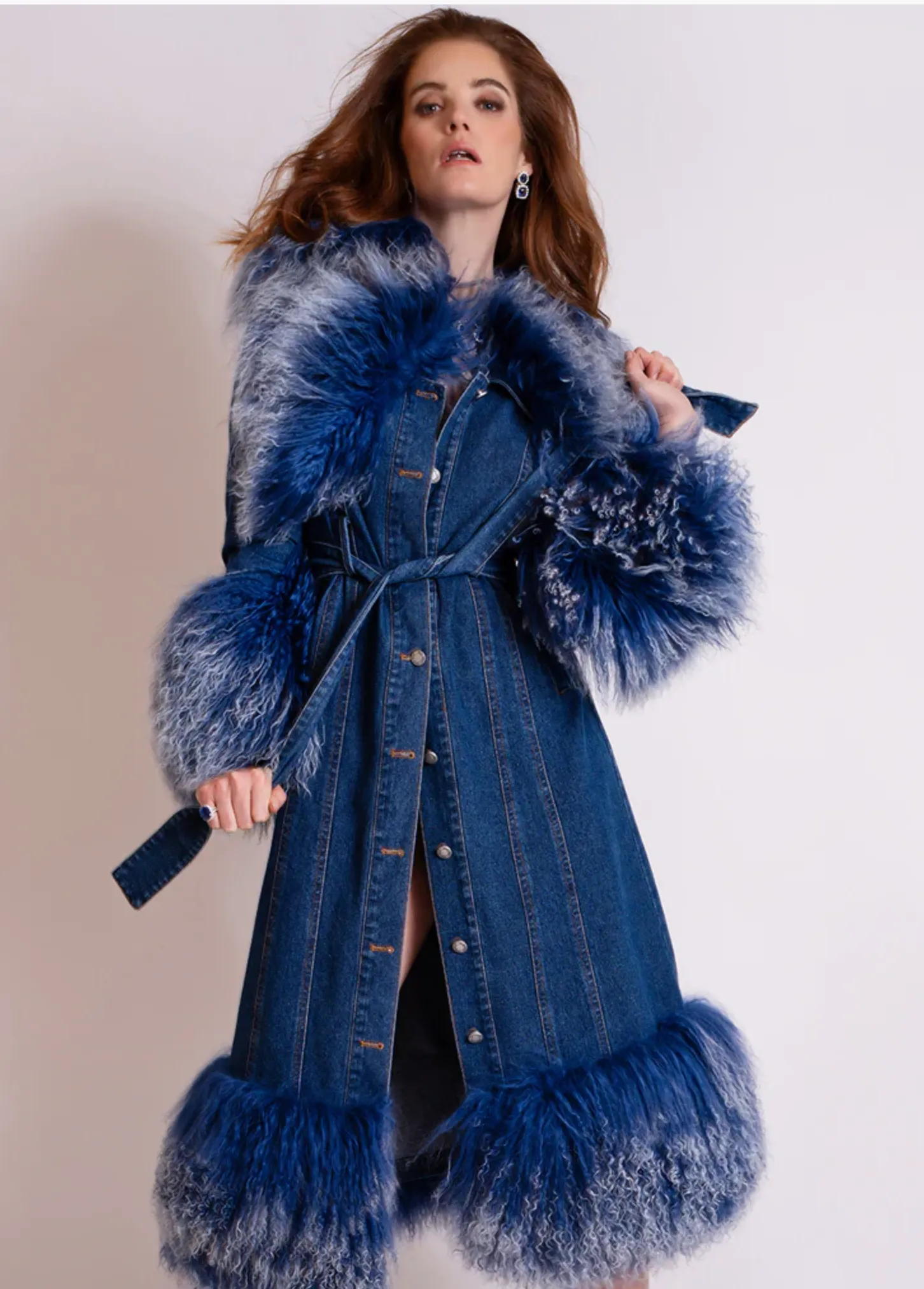ZCRAVE MEDUSA Denim Coat w/ Mongolian Shearling