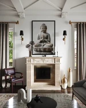 Zen Buddha Statue Painting Framed Canvas Wall Art