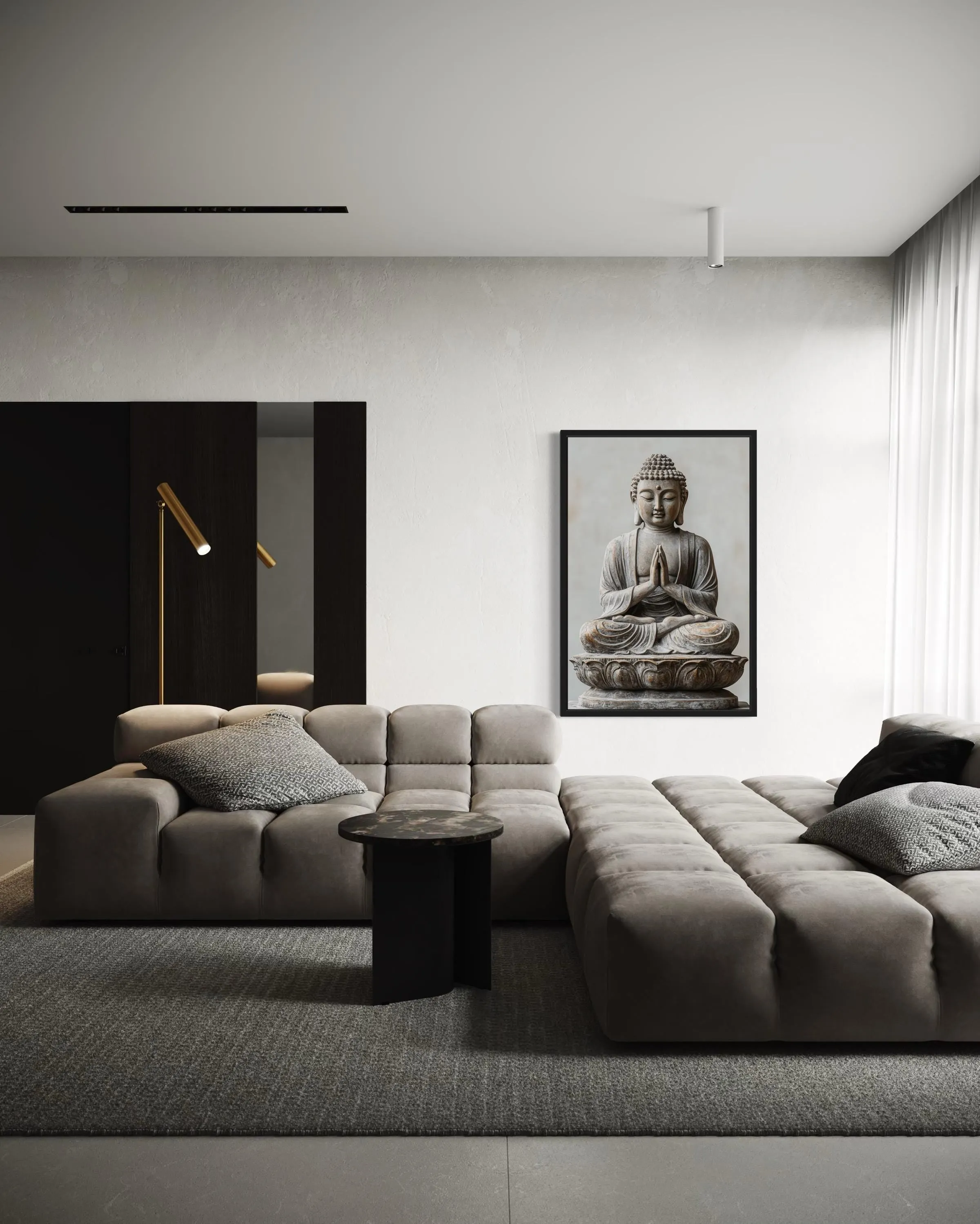 Zen Buddha Statue Painting Framed Canvas Wall Art