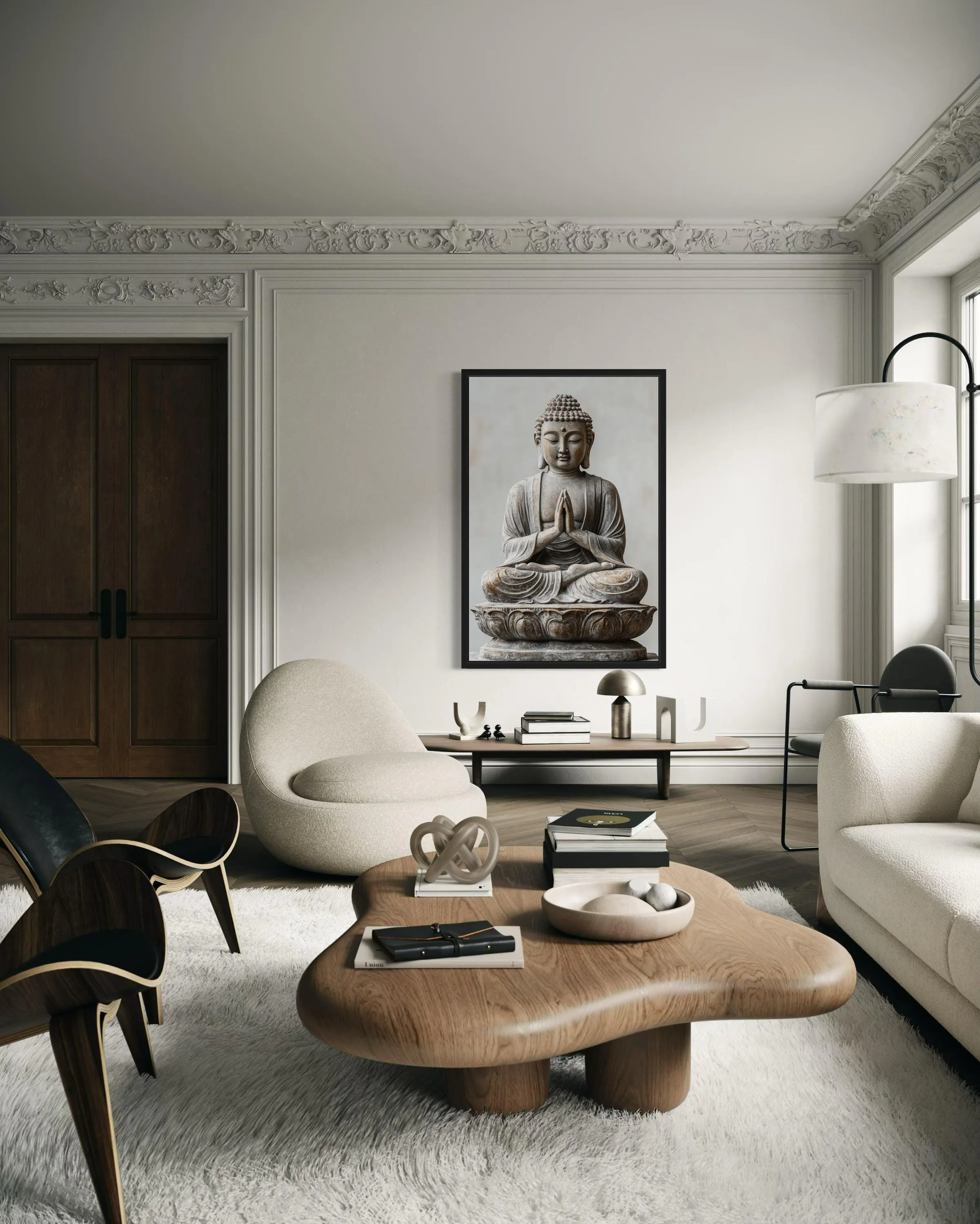 Zen Buddha Statue Painting Framed Canvas Wall Art